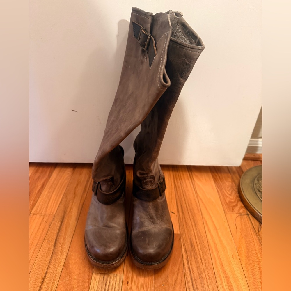 Freebird by Steven Dark Brown/Grey Over the Knee Boots